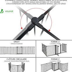 Vounot Barriere de securite Grande Version 3.6M 6 Panneaux noire- Barrière De Sécurité