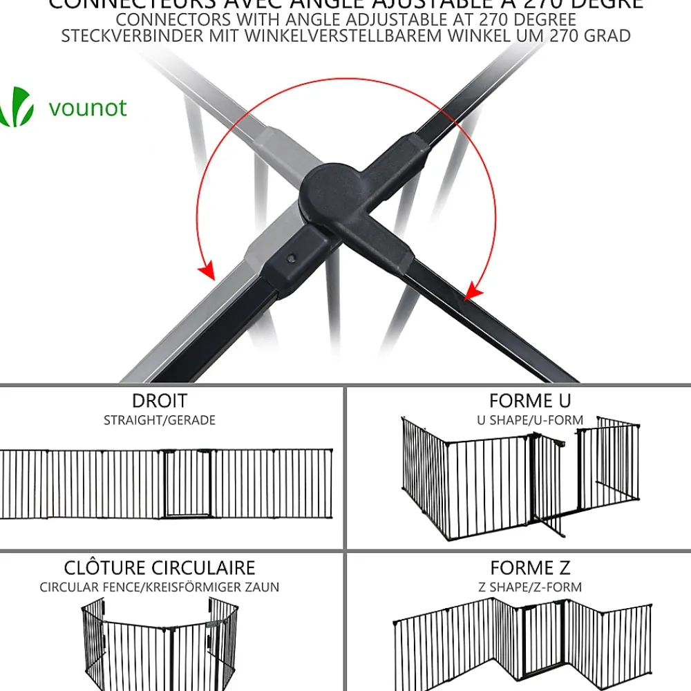 Vounot Barriere de securite Grande Version 3.6M 6 Panneaux noire- Barrière De Sécurité