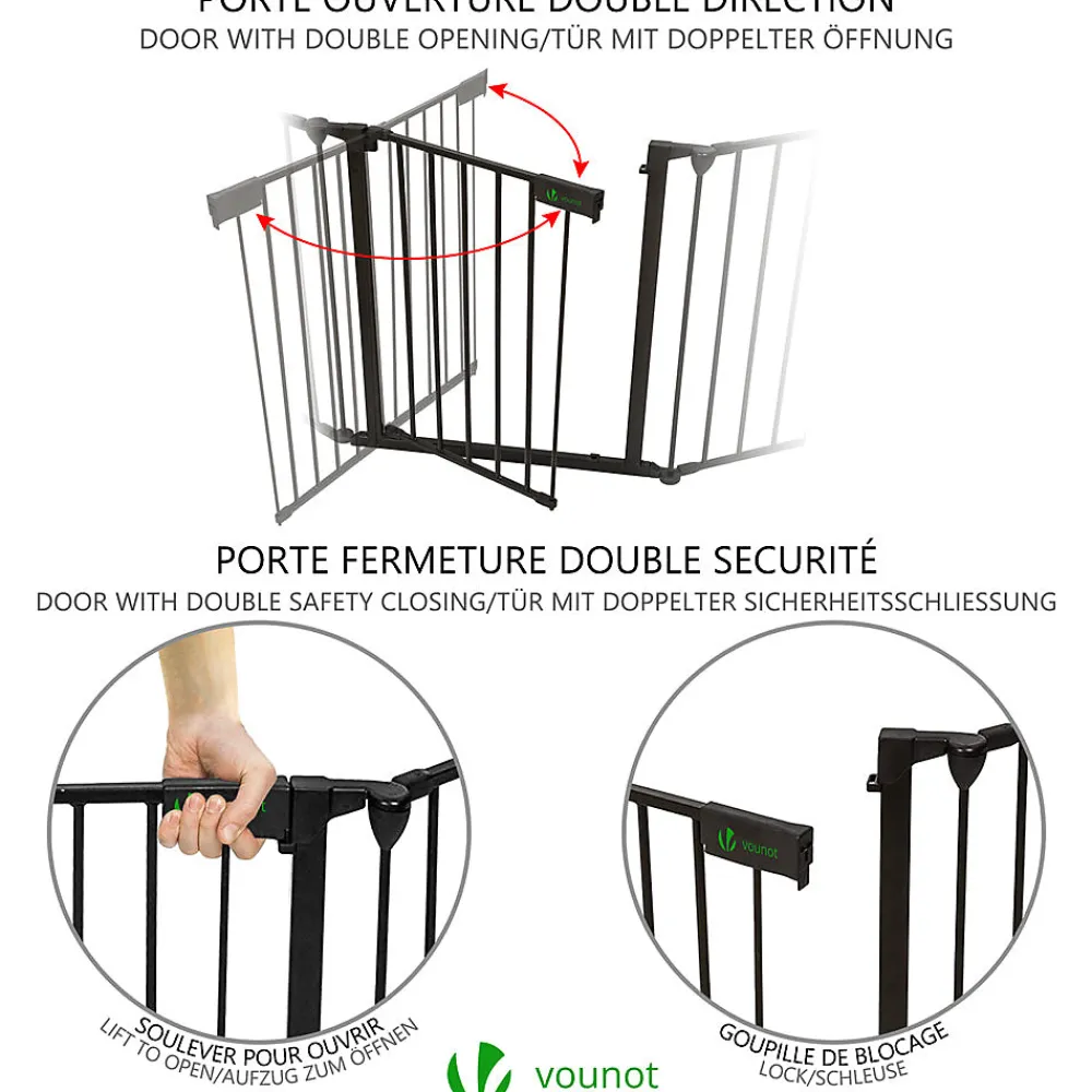 Vounot Barriere de securite Grande Version 3.6M 6 Panneaux noire- Barrière De Sécurité