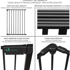 Vounot Barriere de securite Grande Version 3.6M 6 Panneaux noire- Barrière De Sécurité