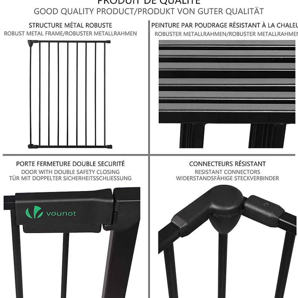 Vounot Barriere de securite Grande Version 3.6M 6 Panneaux noire- Barrière De Sécurité