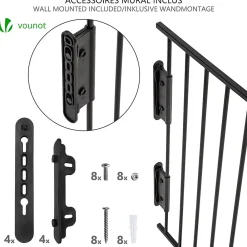 Vounot Barriere de securite Grande Version 3.6M 6 Panneaux noire- Barrière De Sécurité