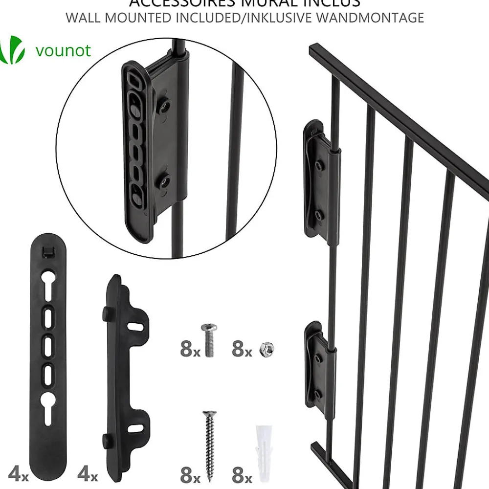 Vounot Barriere de securite Grande Version 3.6M 6 Panneaux noire- Barrière De Sécurité