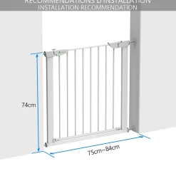 Vounot Barriere de Securite porte et escalier 75-84cm blanc pour animaux- Barrière De Sécurité