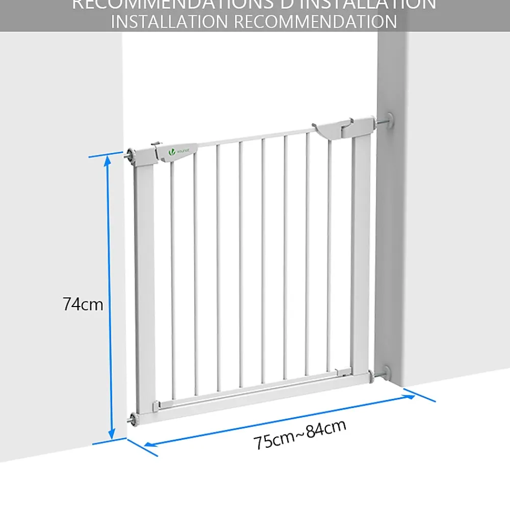 Vounot Barriere de Securite porte et escalier 75-84cm blanc pour animaux- Barrière De Sécurité
