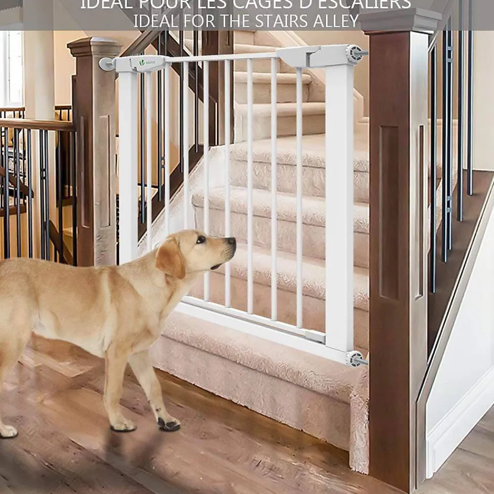Vounot Barriere de Securite porte et escalier 75-84cm blanc pour animaux- Barrière De Sécurité