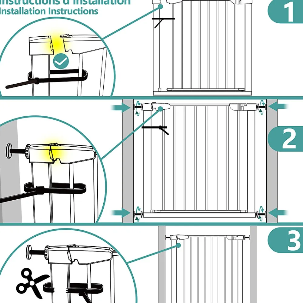 Vounot Barriere de Securite porte et escalier 75-84cm blanc pour animaux- Barrière De Sécurité