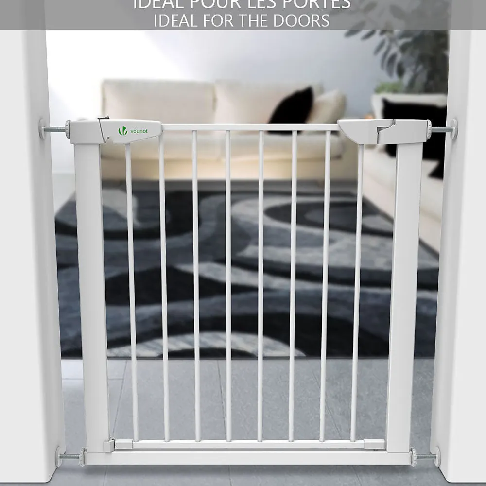 Vounot Barriere de Securite porte et escalier 75-84cm blanc pour animaux- Barrière De Sécurité