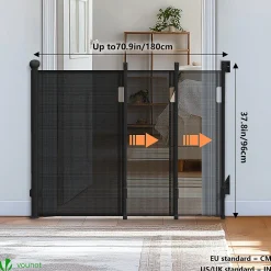 Vounot Barriere de securite retractable HAUTE 180x96cm noir- Barrière De Sécurité