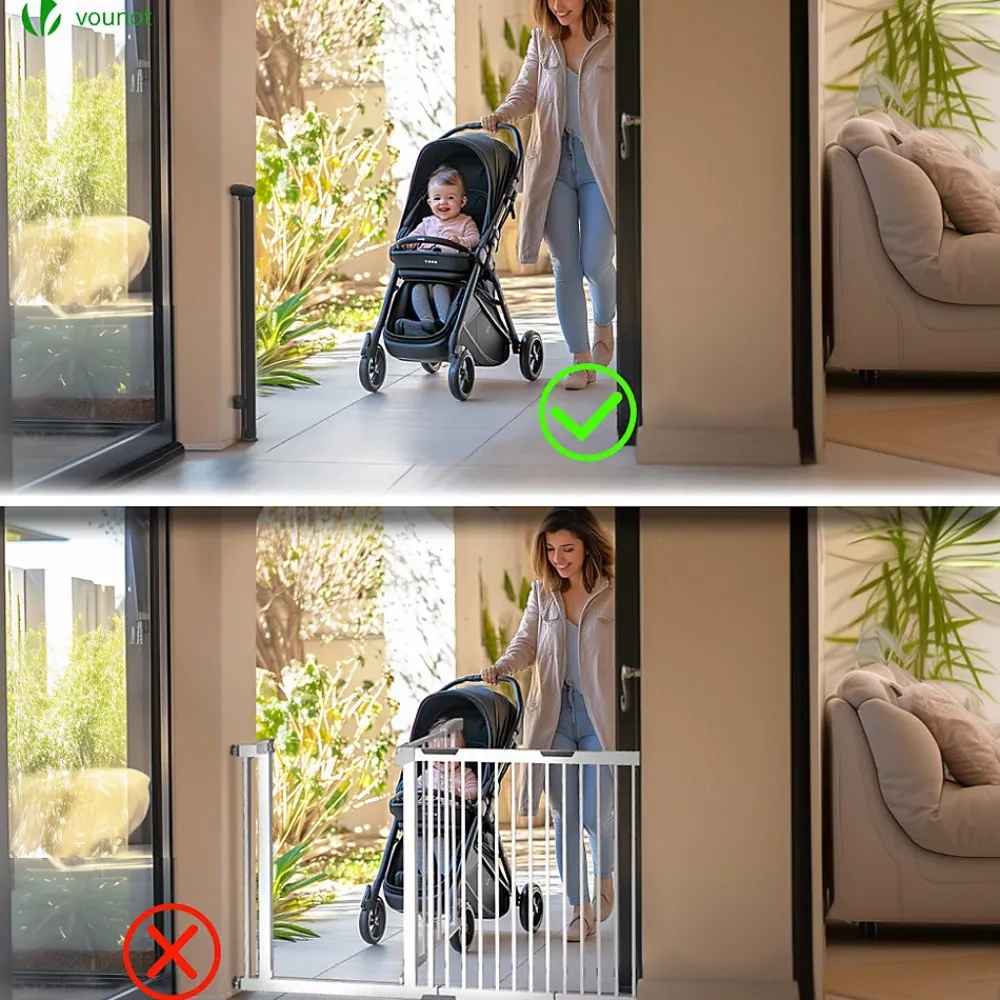 Vounot Barriere de securite retractable HAUTE 180x96cm noir- Barrière De Sécurité