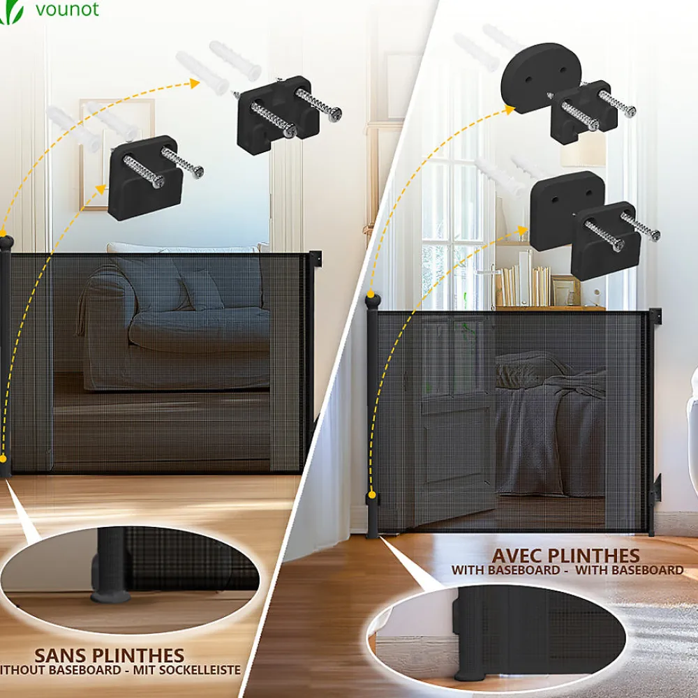 Vounot Barriere de securite retractable HAUTE 180x96cm noir- Barrière De Sécurité
