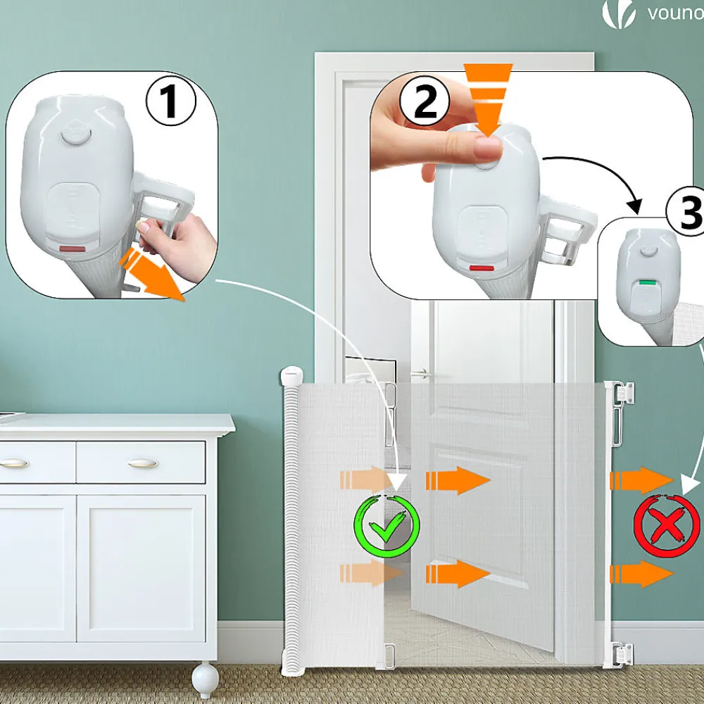 Vounot Barriere de securite retractable 180cm blanc- Barrière De Sécurité