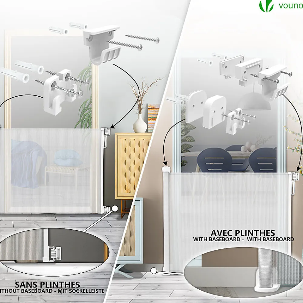 Vounot Barriere de securite retractable 180cm blanc- Barrière De Sécurité