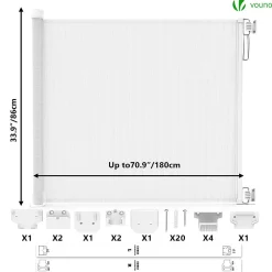 Vounot Barriere de securite retractable 180cm blanc- Barrière De Sécurité