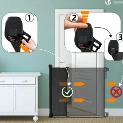 Vounot Barriere de securite retractable 180cm noir- Barrière De Sécurité