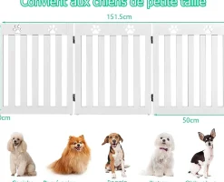 Giantex Barrière De Sécurité<Barrière de Protection pour Chien Pliable Grille de Sécurité Pivotante par Charnière Barrière de Sécurité pour Animaux Blanc