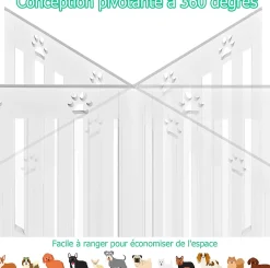 Giantex Barrière De Sécurité<Barrière de Protection pour Chien Pliable Grille de Sécurité Pivotante par Charnière Barrière de Sécurité pour Animaux Blanc