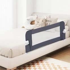 Giantex Barrière de Sécurité Enfant Lit, Barrière de Lit Enfant Bébé Pliable avec Mousse Souple, Gris, 105 x 40 x 42 CM- Barrière De Sécurité