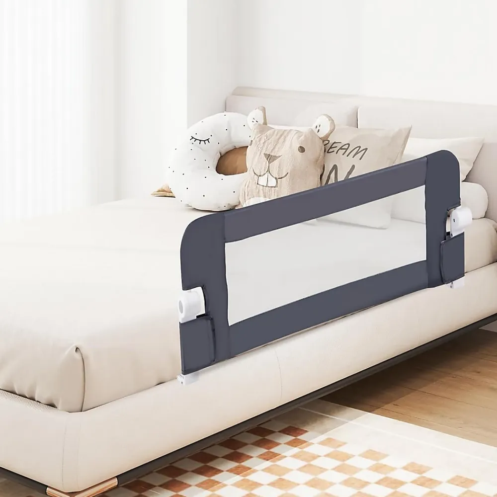 Giantex Barrière de Sécurité Enfant Lit, Barrière de Lit Enfant Bébé Pliable avec Mousse Souple, Gris, 105 x 40 x 42 CM- Barrière De Sécurité