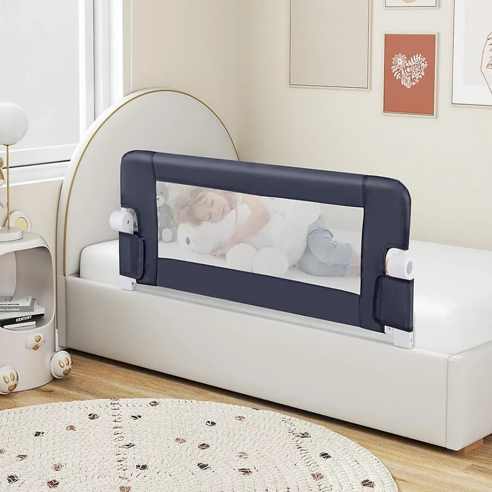 Giantex Barrière de Sécurité Enfant Lit, Barrière de Lit Enfant Bébé Pliable avec Mousse Souple, Gris, 105 x 40 x 42 CM- Barrière De Sécurité