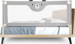 Giantex Barrière De Sécurité<Barrière de Sécurité Enfant Lit Pliable, Barrière de Lit Enfant Bébé 0-3 Ans, Bords Arrondis et Maille, Gris, 174,5 X 25 X 72,5 CM