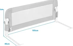 Giantex Barrière De Sécurité<Barrière de Sécurité Enfant Lit, Barrière de Lit Enfant Bébé Pliable avec Mousse Souple, Gris, 105 x 40 x 42 CM