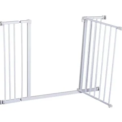 PawHut Barrière De Sécurité<Barrière de sécurité longueur réglable dim. 76-107l x 76H cm sans perçage métal plastique blanc