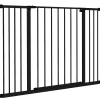 PawHut Barrière de sécurité longueur réglable dim. 76-107l x 76H cm sans perçage métal plastique noir- Barrière De Sécurité