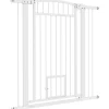 PawHut Barrière De Sécurité<Barrière de sécurite chien extensible L.76-104 cm double verrouillage montage pression ou perçage blanc