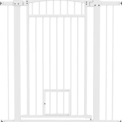 PawHut Barrière De Sécurité<Barrière de sécurite chien extensible L.76-104 cm double verrouillage montage pression ou perçage blanc