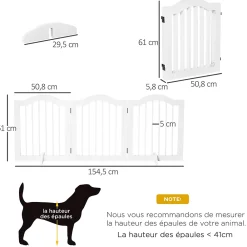 PawHut Barrière modulable pliable barrière de sécurité 154,5L x 61H cm MDF blanc- Barrière De Sécurité