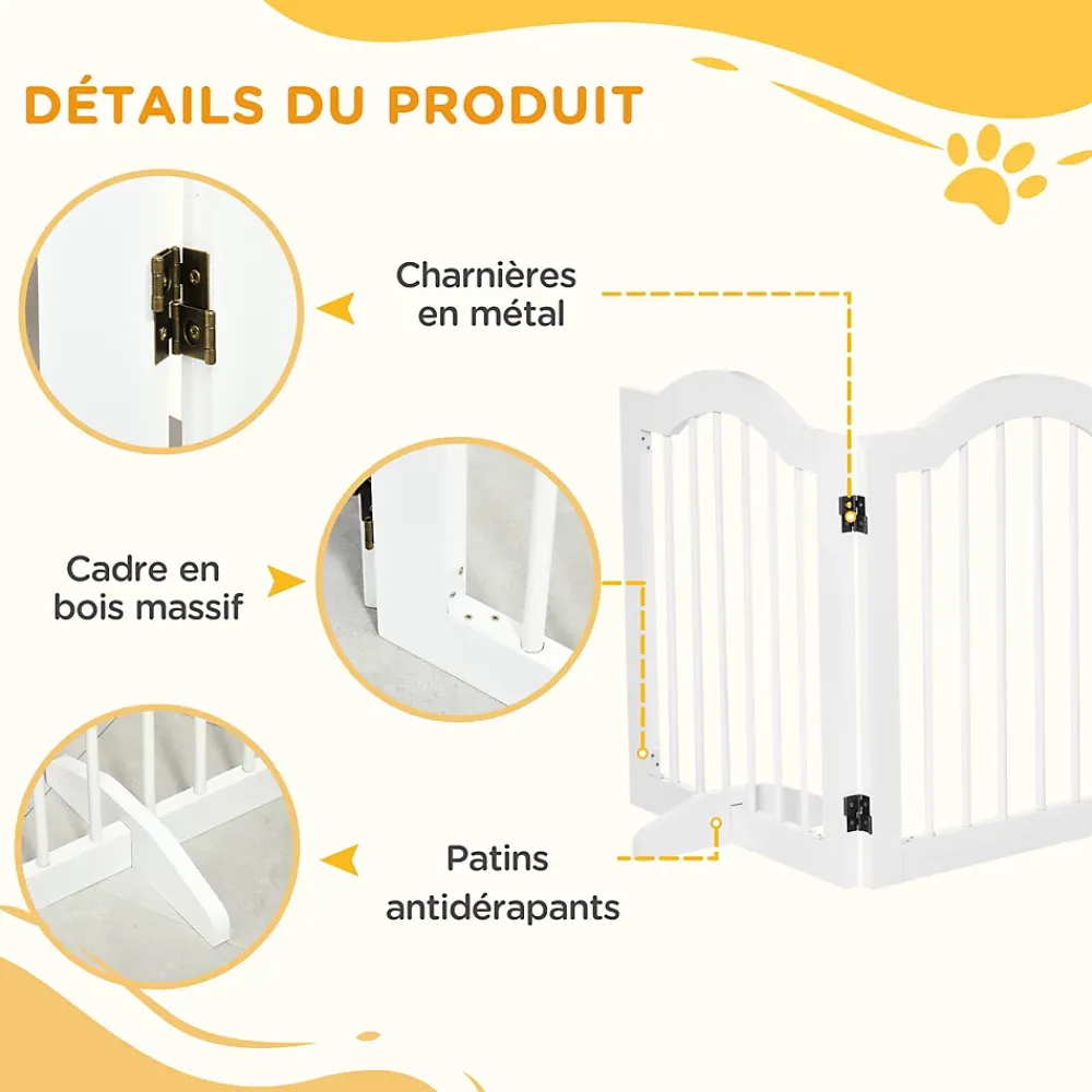 PawHut Barrière modulable pliable barrière de sécurité 154,5L x 61H cm MDF blanc- Barrière De Sécurité