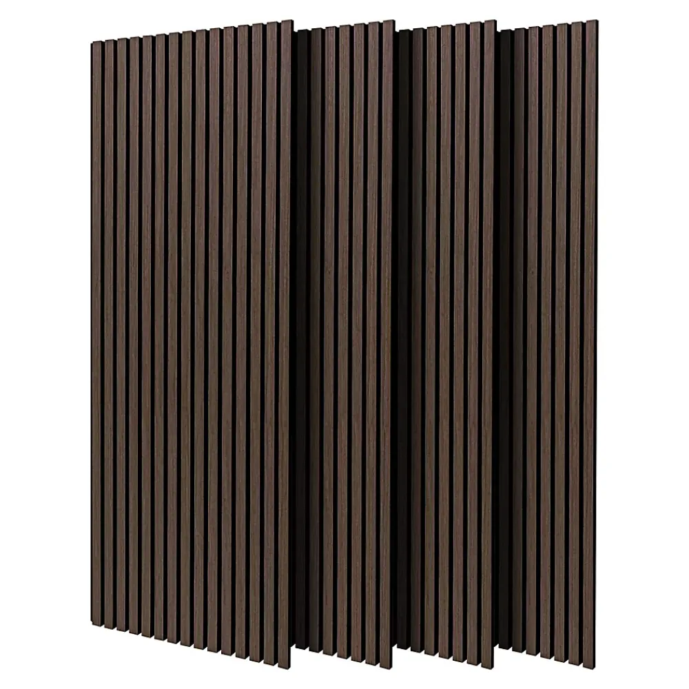 Frankystar Panneau Tasseau Bois<Beethoven - Lot de 4 panneaux acoustiques à lattes en bois 150x60 cm, marron foncé