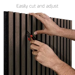 Frankystar Panneau Tasseau Bois<Beethoven - Lot de 4 panneaux acoustiques à lattes en bois 150x60 cm, marron foncé