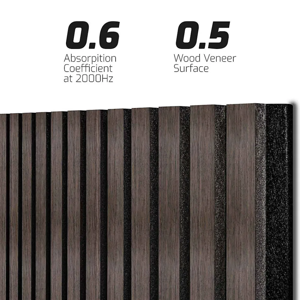 Frankystar Panneau Tasseau Bois<Beethoven - Lot de 4 panneaux acoustiques à lattes en bois 150x60 cm, marron foncé