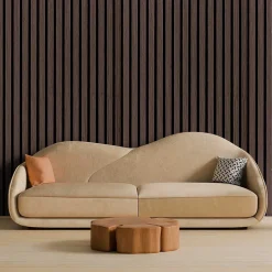Frankystar Panneau Tasseau Bois<Beethoven - Lot de 4 panneaux acoustiques à lattes en bois 150x60 cm, marron foncé