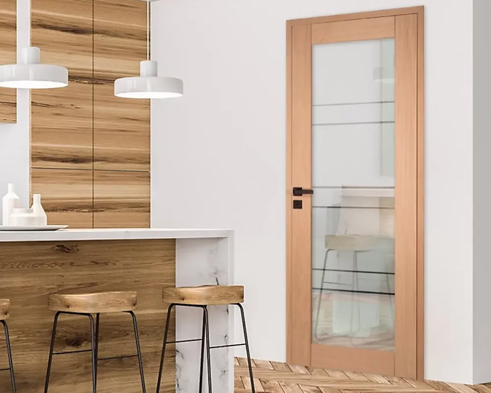 Lynporte Bloc porte 1 Vitrage CASSIOPEIA bois chêne européen 2040 x 830 Gauche- Bloc Porte