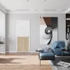 Optimum Bloc Porte<Bloc Porte Atelier H. 204 X 83 X 3 cm cadre en aluminium blanc et verre Depoli blanc chêne terra Droit