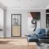 Optimum Bloc Porte<Bloc Porte Atelier H. 204 X 93 X 3 cm cadre en aluminium noir et verre transparent chêne terra Poussant Gauche