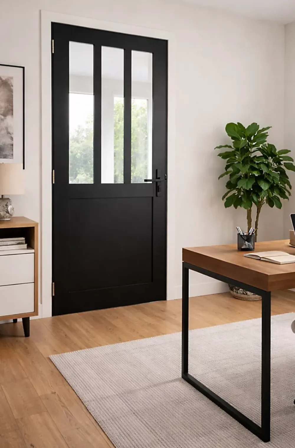 Gd Menuiseries Bloc Porte<Bloc Porte Atelier Noir H204 X L83 Côte Tableau P.droite, Poignee