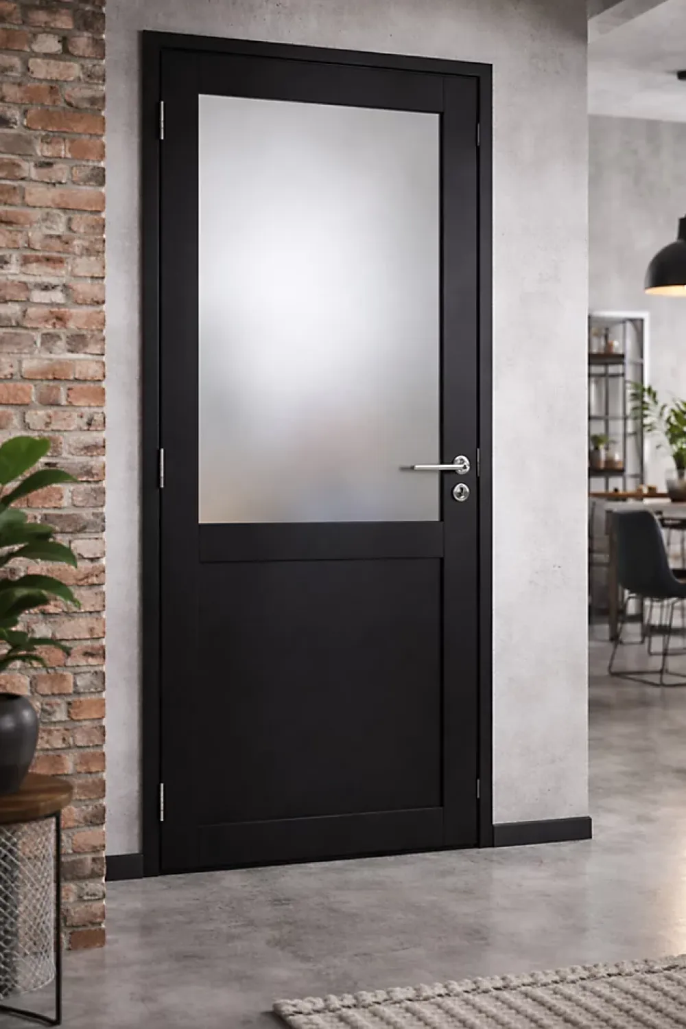 Gd Menuiseries Bloc Porte Athena Noir H204 X L83 Côte Tableau P.droite,poignee Pomerol- Bloc Porte