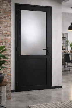 Gd Menuiseries Bloc Porte Athena Noir H204 X L83 Côte Tableau P.droite,poignee- Bloc Porte