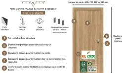 Reivilo Bloc Porte<Bloc porte fin de chantier Matild, chêne brut, réversible, H.204 x l.93 cm