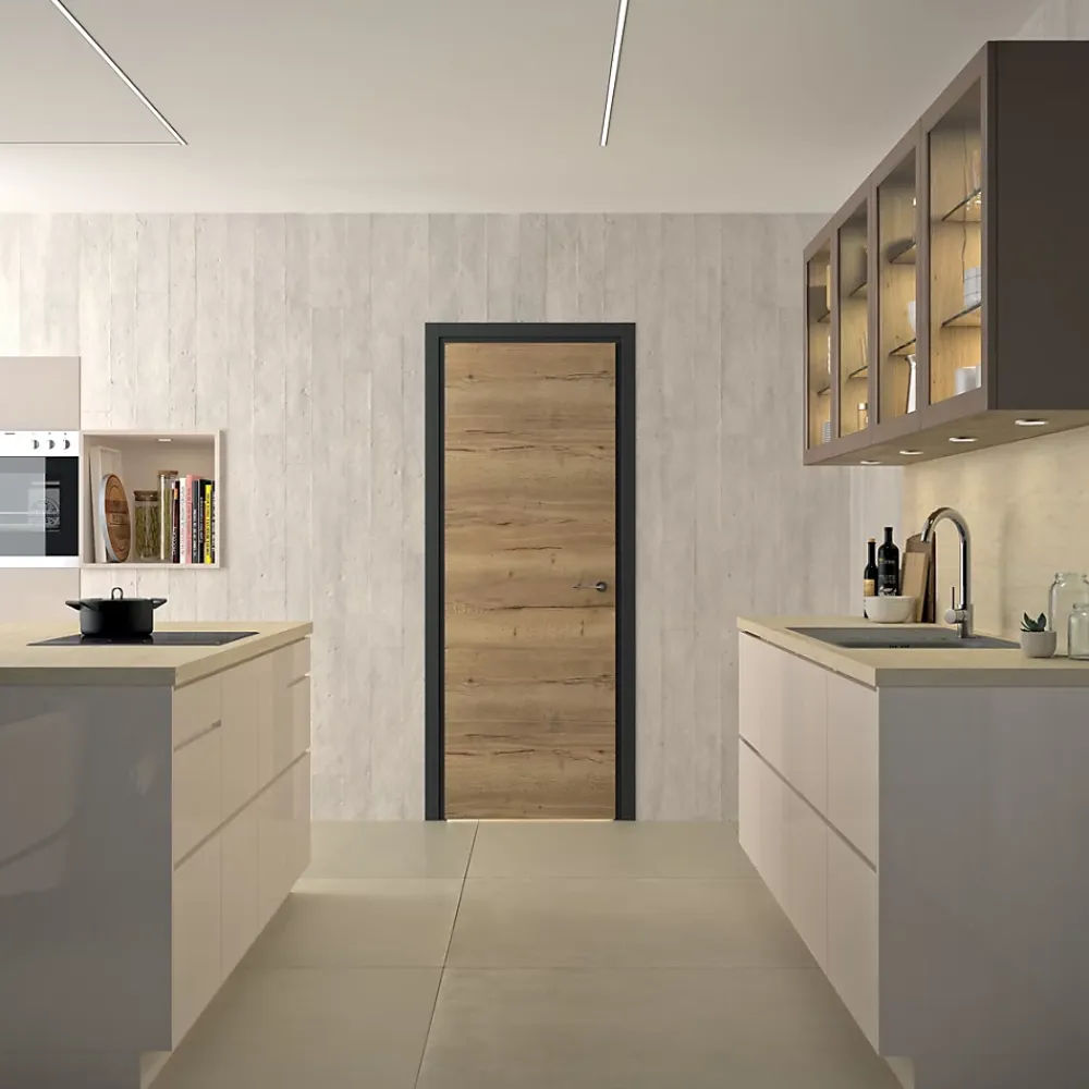 Optimum Bloc Porte isotherme PREMIUM Chêne authentique - Poussant droit et ajustable - L830mm- Bloc Porte