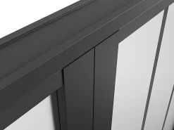 Vente-unique Bloc porte réversible à deux battants en aluminium et verre trempé dépoli style atelier - 2 x H204 x L93 cm - Noir - ERMELO- Bloc Porte