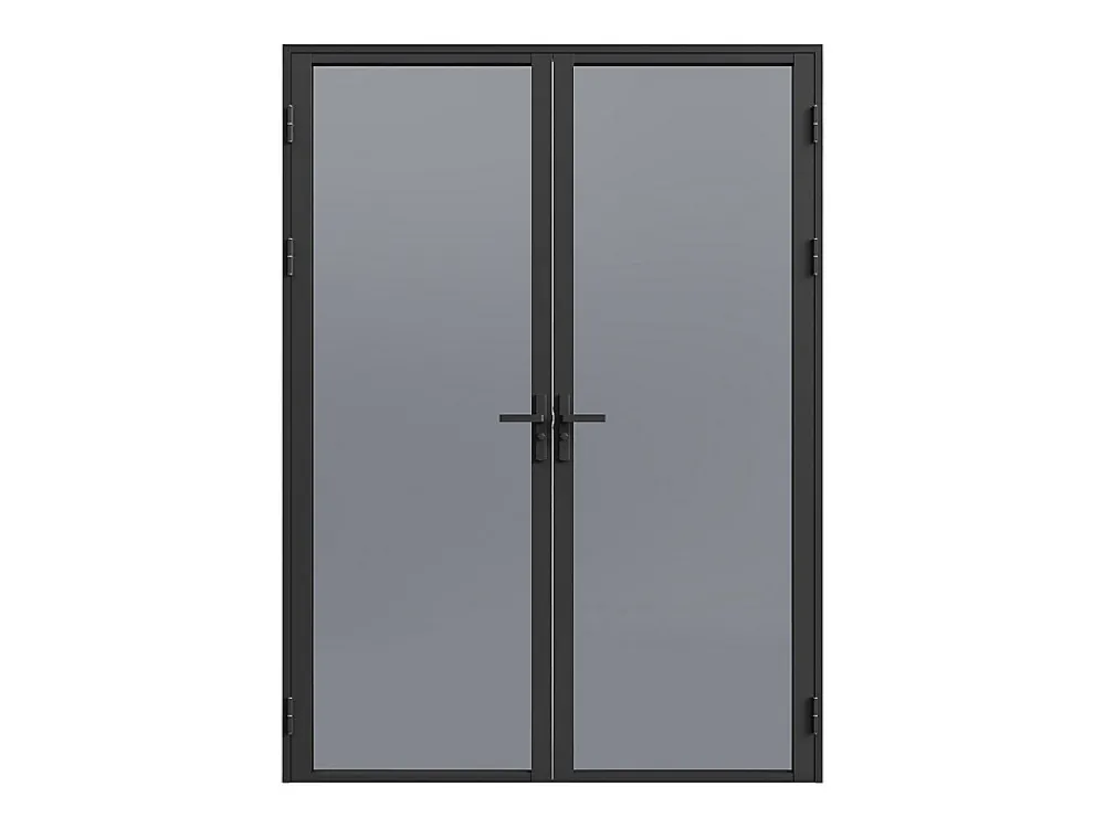 Vente-unique Bloc Porte<Bloc porte réversible à deux battants en aluminium et verre trempé fumé - 2 x H204 x L73 cm - Noir - LOXTON