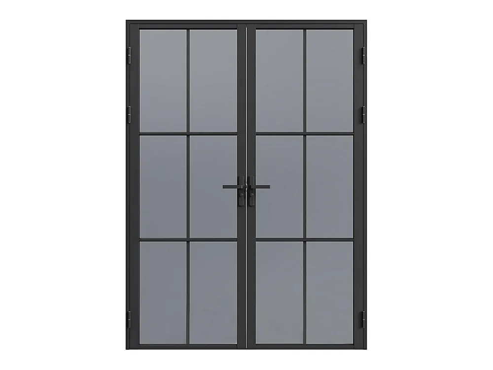 Vente-unique Bloc Porte<Bloc porte réversible à deux battants en aluminium et verre trempé fumé - 2 x H204 x L83 cm - Noir - SEROTO