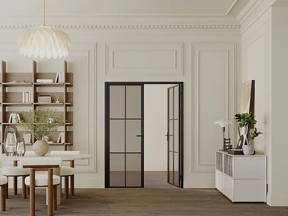 Vente-unique Bloc Porte<Bloc porte réversible à deux battants en aluminium et verre trempé fumé - 2 x H204 x L83 cm - Noir - SEROTO
