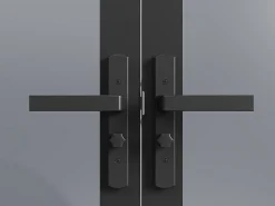 Vente-unique Bloc Porte<Bloc porte réversible à deux battants en aluminium et verre trempé fumé - 2 x H204 x L83 cm - Noir - SEROTO