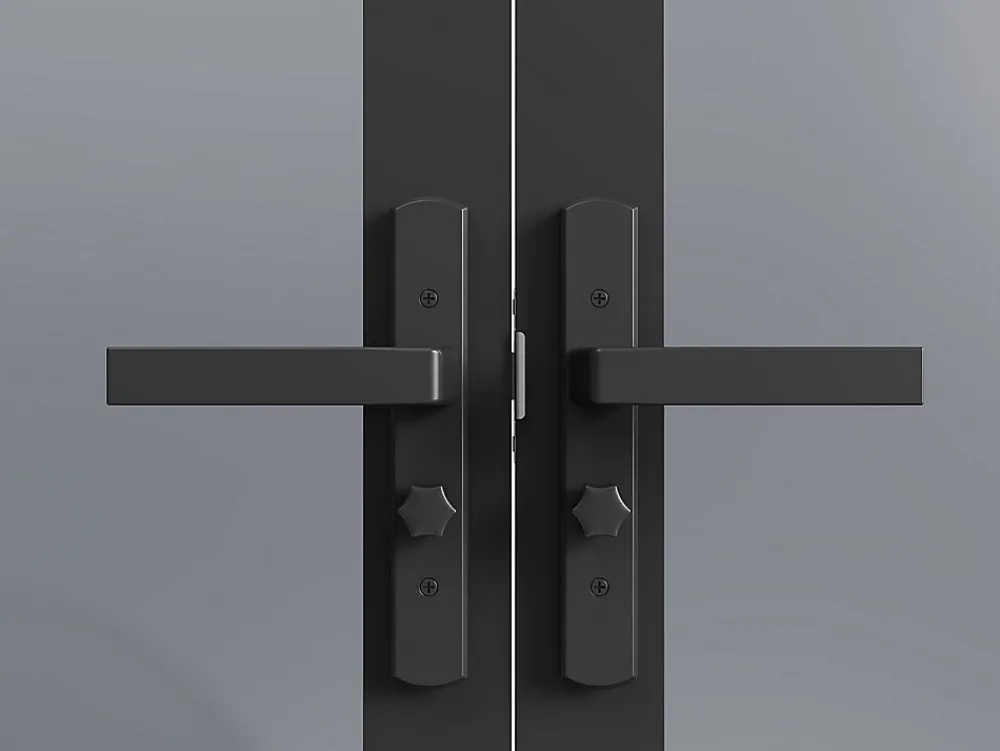 Vente-unique Bloc Porte<Bloc porte réversible à deux battants en aluminium et verre trempé fumé - 2 x H204 x L83 cm - Noir - SEROTO